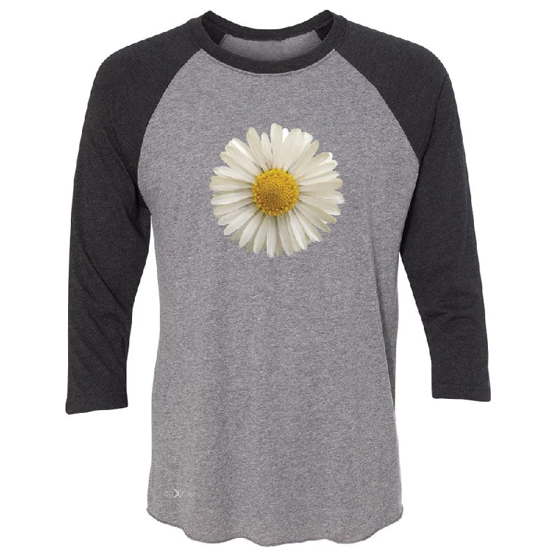 Zexpa Apparelâ„¢ Real 3D Daisy 3/4 Sleevee Raglan Tee Flower Cool Cute Embossed Tee Chenille Brocade Lace