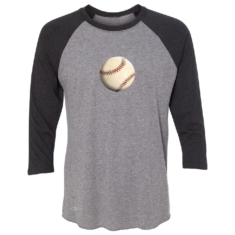 Zexpa Apparelâ„¢ Real 3D Baseball Ball 3/4 Sleevee Raglan Tee Baseball Cool Embossed Tee Chenille Blend Fleece Blend Nylon Blend