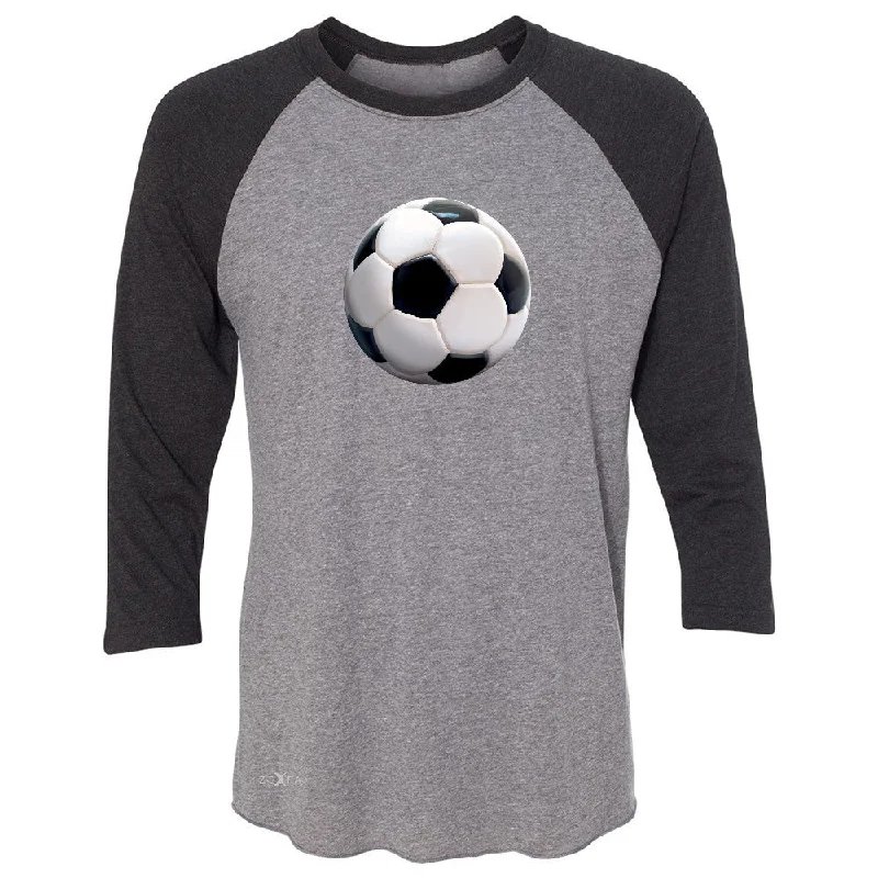 Zexpa Apparelâ„¢ Real 3D Soccer Ball 3/4 Sleevee Raglan Tee Soccer Cool Embossed Tee Nylon Fabric Polyester Fabric Spandex Fabric