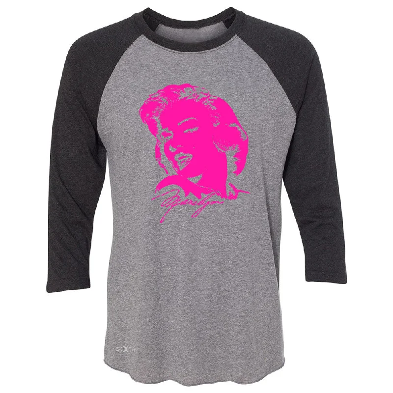 Zexpa Apparelâ„¢ Neon Marilyn Monroe Pink 3/4 Sleevee Raglan Tee Marilyn Signature Cool Tee Solid Print Embellished