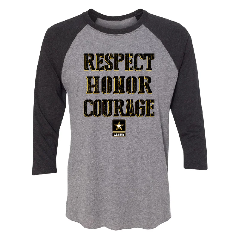 Zexpa Apparelâ„¢ US Army Respect Honor Courage 3/4 Raglan Tee Welt Pockets Slit Pockets Flap Pockets Zexpa Apparelâ„¢ US Army Respect Honor Courage 3/4 Raglan Tee Welt Pockets Slit Pockets Flap Pockets