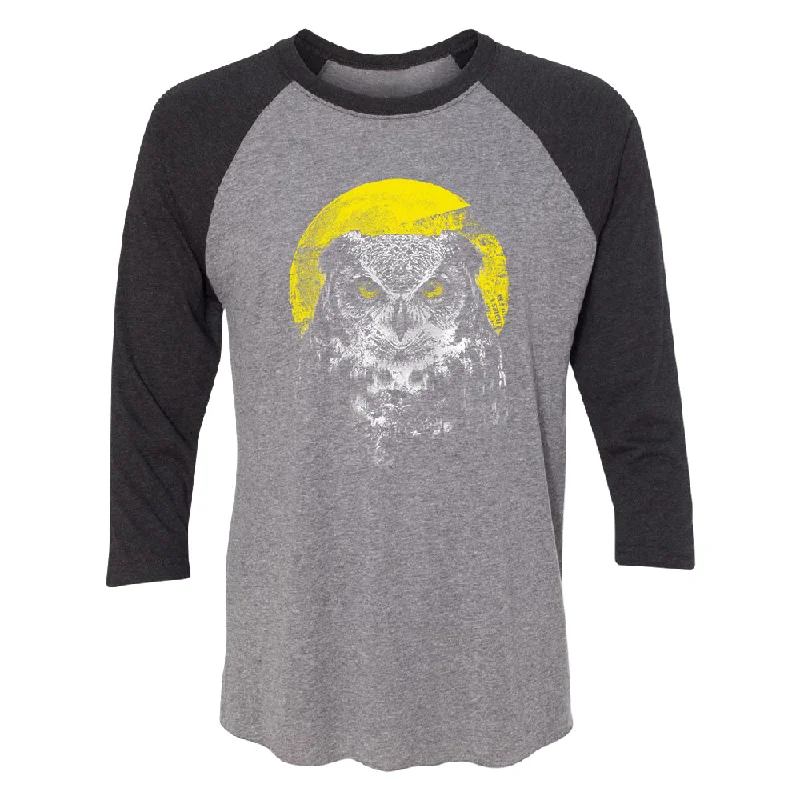 Zexpa Apparelâ„¢ Night Warrior Owl 3/4 Raglan Tee Hooded Caped Shawl Collar