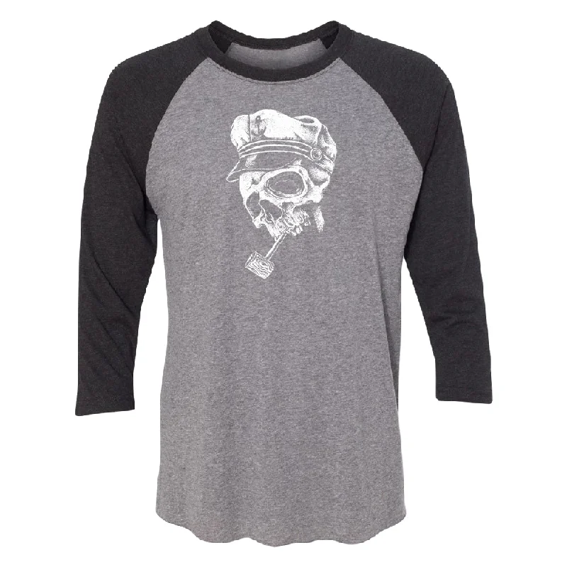 Zexpa Apparel™ Skull Captain Hat & Pipe 3/4 Raglan Tee Thin T-Shirt Open Front Quick Dry