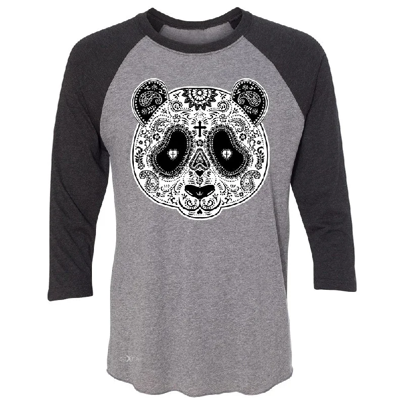 Zexpa Apparelâ„¢ Sugar Skull Panda 3/4 Sleevee Raglan Tee Day Of Dead Dia de Muertos Tee Notch Collar Peter Pan Collar Cowl Neck Zexpa Apparelâ„¢ Sugar Skull Panda 3/4 Sleevee Raglan Tee Day Of Dead Dia de Muertos Tee Notch Collar Peter Pan Collar Cowl Neck