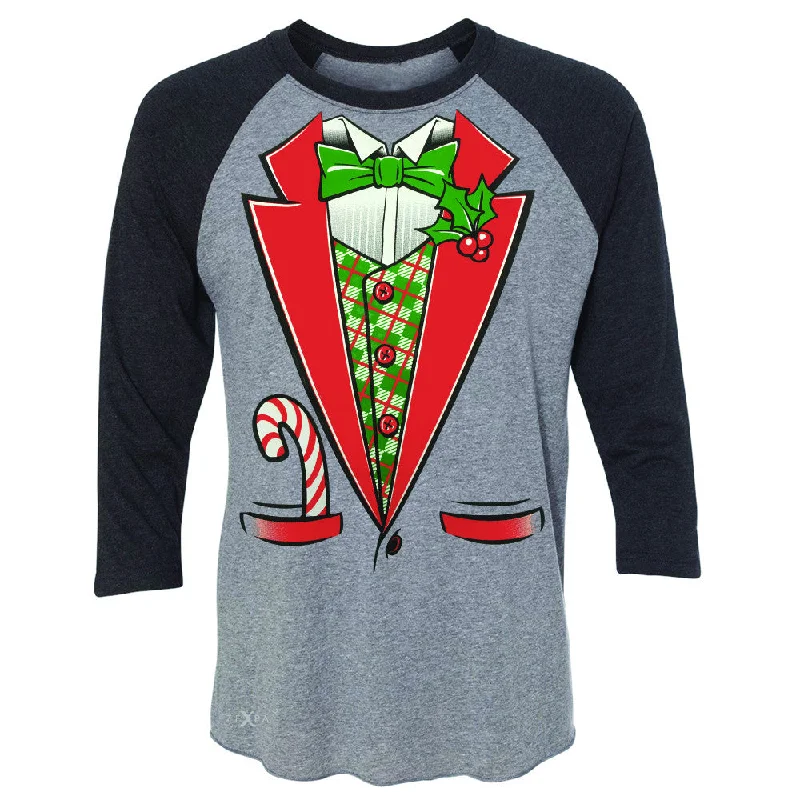 Zexpa Apparel™ Sugar Christmas Tuxedo Cool 3/4 Sleevee Raglan Tee Halloween Costume Tee Thin T-Shirt Open Front Quick Dry Zexpa Apparel™ Sugar Christmas Tuxedo Cool 3/4 Sleevee Raglan Tee Halloween Costume Tee Thin T-Shirt Open Front Quick Dry
