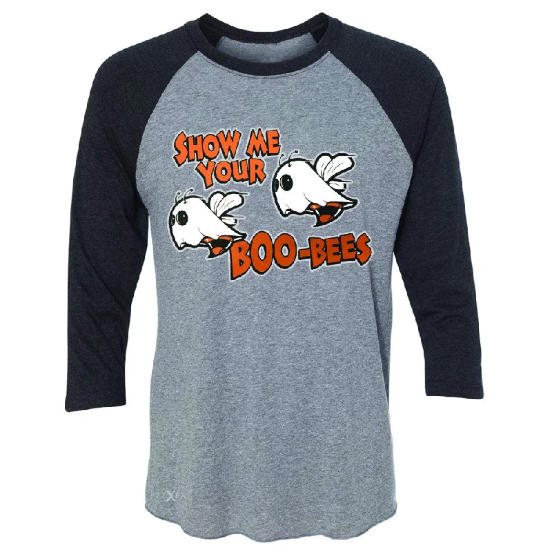 Zexpa Apparel™ Show Me Your Boo-Bees Ghost  3/4 Sleevee Raglan Tee Halloween Costume Tee Terry Blend Velvet Blend Canvas Blend