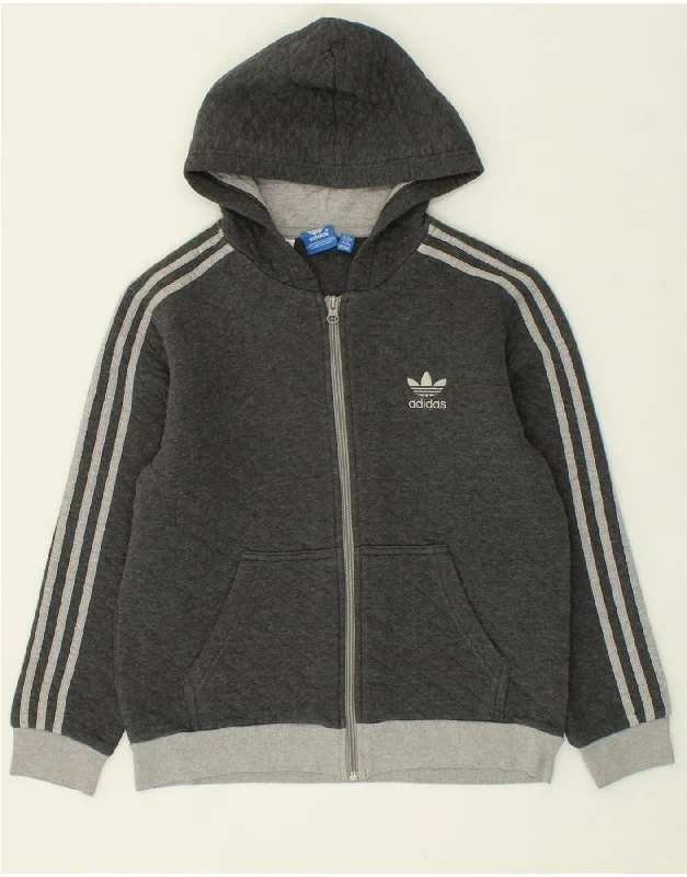 ADIDAS Boys Zip Hoodie Sweater 12-13 Years Grey Cotton Hoodie with Hem Fringe Bohemian Relaxed ADIDAS Boys Zip Hoodie Sweater 12-13 Years Grey Cotton Hoodie with Hem Fringe Bohemian Relaxed