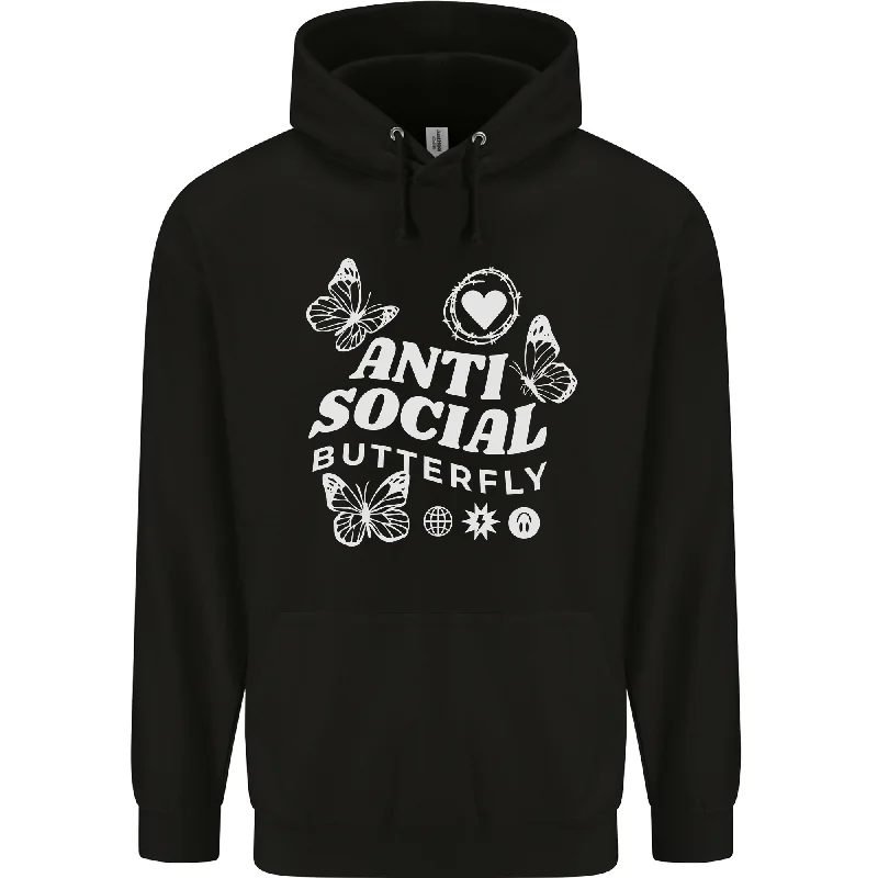 Antisocial Butterfly Funny Mens 80% Cotton Hoodie Hoodie with Hood Adjustable Protection