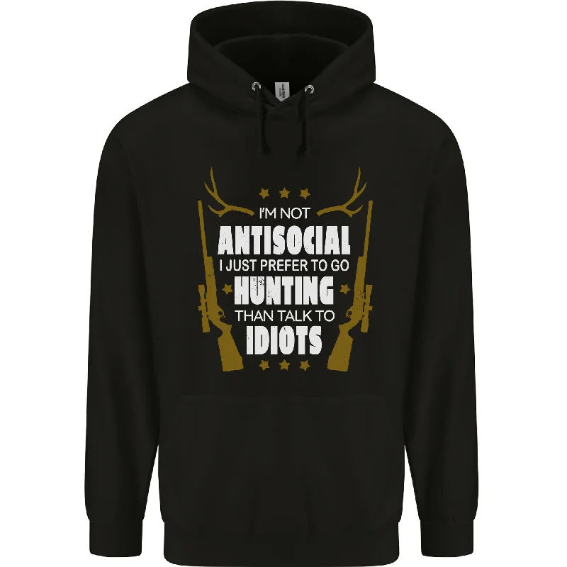 Antisocial I Prefer to Go Hunting Hunter Mens 80% Cotton Hoodie Hoodie with Hem Frayed Vintage Worn