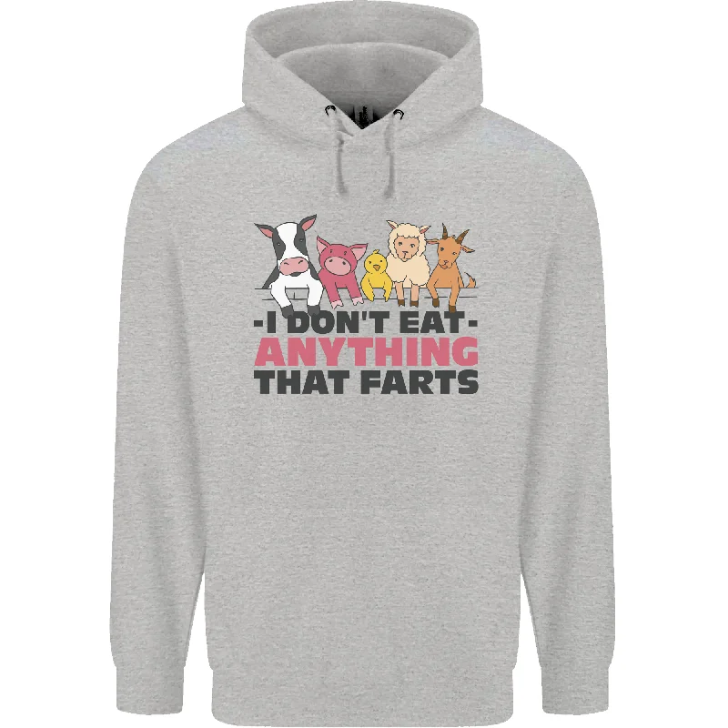 Anything That Farts Funny Vegan Vegetarian Mens 80% Cotton Hoodie Hoodie with Rolled Sleeves Casual Relaxed