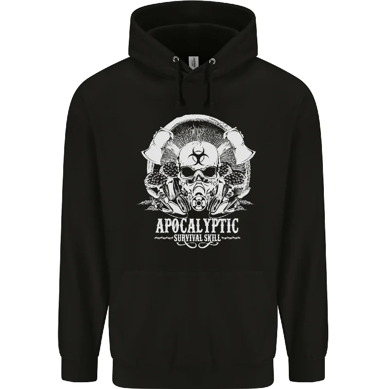 Apocalyptic Survival Skill Skull Gaming Mens 80% Cotton Hoodie Hoodie with Lining Warm Insulated