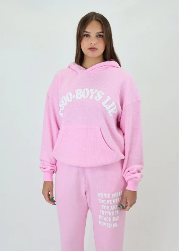 Boys Lie 1-800 Revamped Racer Hoodie ★ Pink Hoodie with Drawcord Adjustable Secure