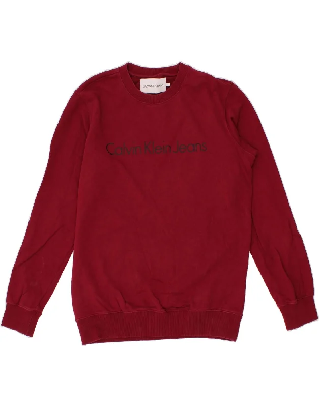 CALVIN KLEIN Mens Graphic Sweatshirt Jumper Large Red Cotton Hoodie with Crew Neck Simple Timeless CALVIN KLEIN Mens Graphic Sweatshirt Jumper Large Red Cotton Hoodie with Crew Neck Simple Timeless