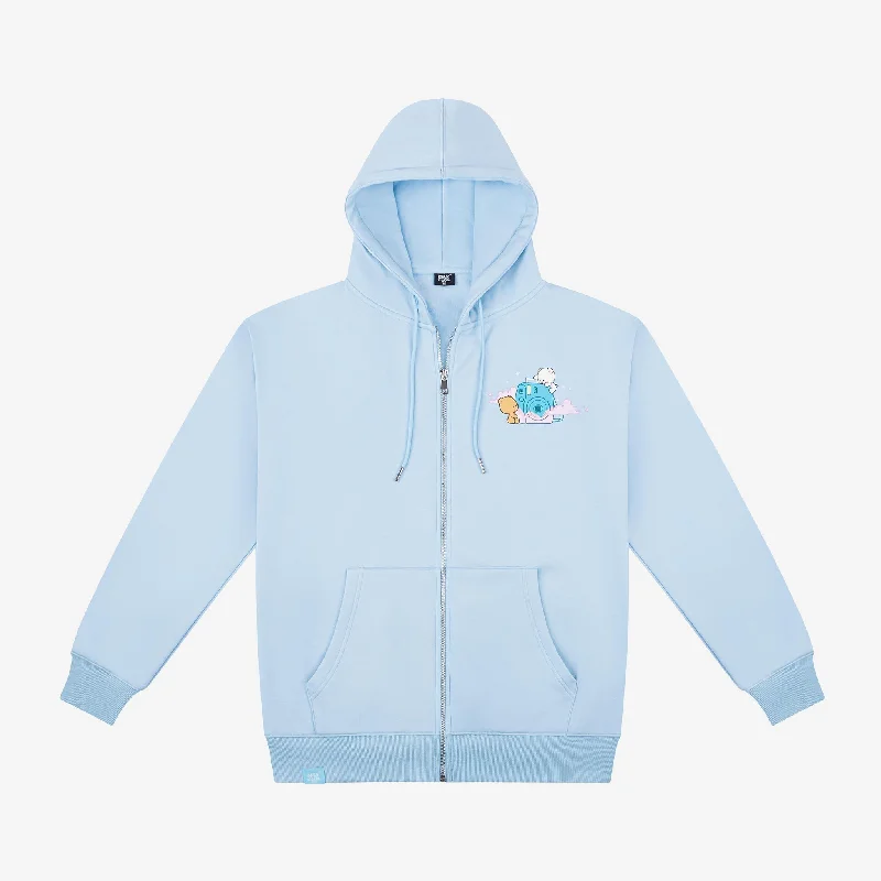 Clouds Snapshot Hoodie - Blue Hoodie with Elastic Waist Stretchable Comfortable