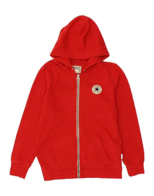 CONVERSE Boys Zip Hoodie Sweater 10-11 Years Medium Red Cotton Hoodie with Lining Warm Insulated CONVERSE Boys Zip Hoodie Sweater 10-11 Years Medium Red Cotton Hoodie with Lining Warm Insulated