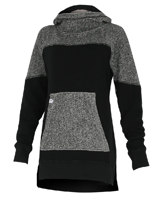 Hoody Tunic pour Femme MTN | Noir/Gris Heather Hoodie with Hem Applique Textured Unique