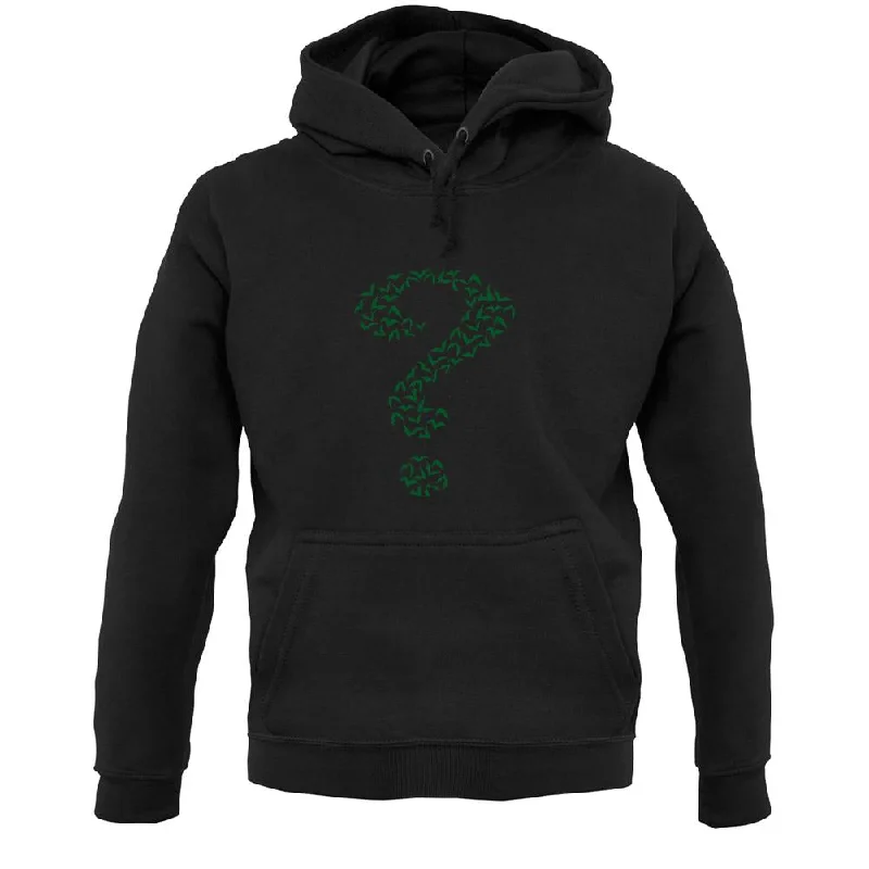 Green Bat Question Mark Unisex Hoodie Hoodie with Hem Drawcord Adjustable Customizable