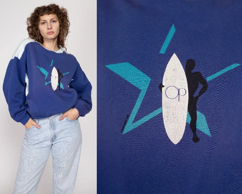 Large 80s Ocean Pacific Surf Sweatshirt Hoodie with Pastel Soft Subtle