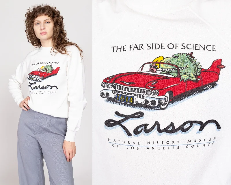 Large 80s The Far Side Of Science Comic Sweatshirt Hoodie with Turtle Neck Cozy Winter