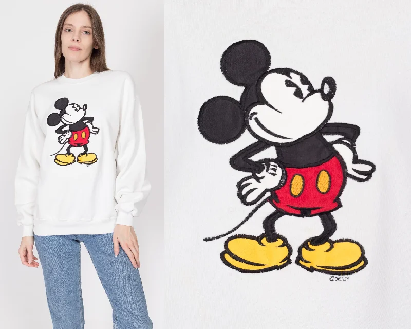 Large 90s Mickey Mouse White Sweatshirt Hoodie Dress Longline Feminine