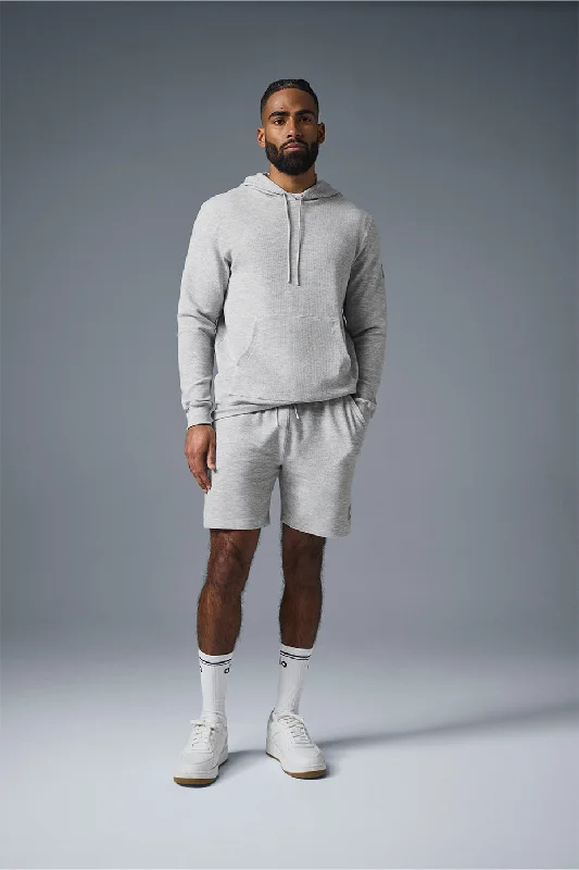 Micro Waffle Fast Break Hoodie - Athletic Heather Grey Hoodie with Lining Warm Insulated Micro Waffle Fast Break Hoodie - Athletic Heather Grey Hoodie with Lining Warm Insulated
