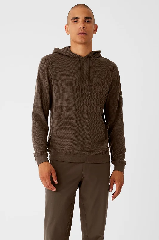 Micro Waffle Fast Break Hoodie - Espresso Hoodie with Metallic Shiny Futuristic