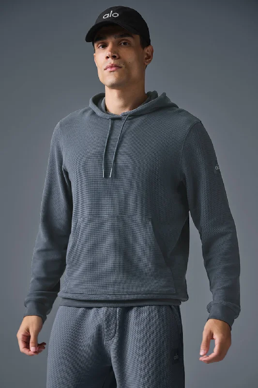 Micro Waffle Fast Break Hoodie - Steel Grey Hoodie with Contrast Stitching Detailed Premium