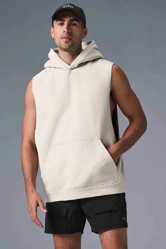 Renown Sleeveless Hoodie - Bone Hoodie with Logo Branding Identity