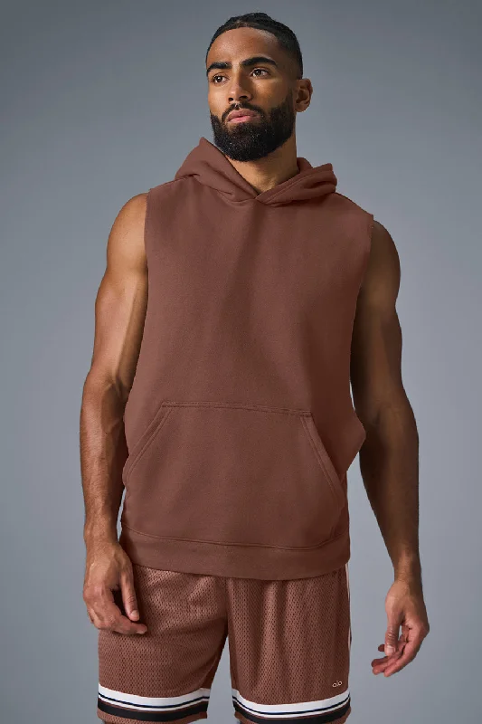 Renown Sleeveless Hoodie - Chestnut Hoodie with Strings Custom Fit Adjustable