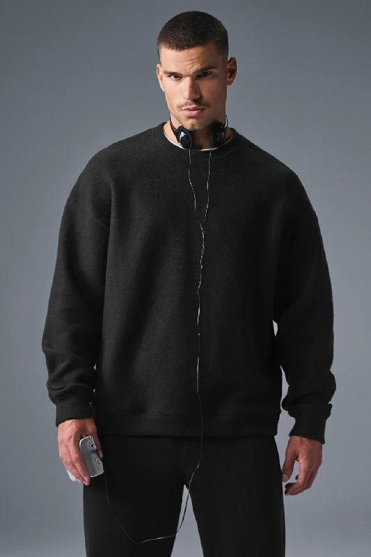 Triumph Restore Crew Neck Sweatshirt - Black Hoodie with Hem Detail Decorative Unique Triumph Restore Crew Neck Sweatshirt - Black Hoodie with Hem Detail Decorative Unique