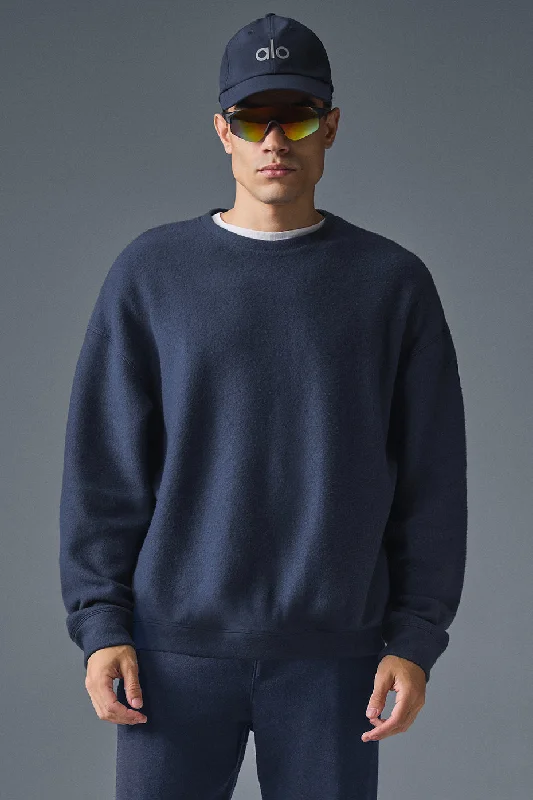 Triumph Restore Crew Neck Sweatshirt - Navy Hoodie with Tied Waist Feminine Flattering Triumph Restore Crew Neck Sweatshirt - Navy Hoodie with Tied Waist Feminine Flattering