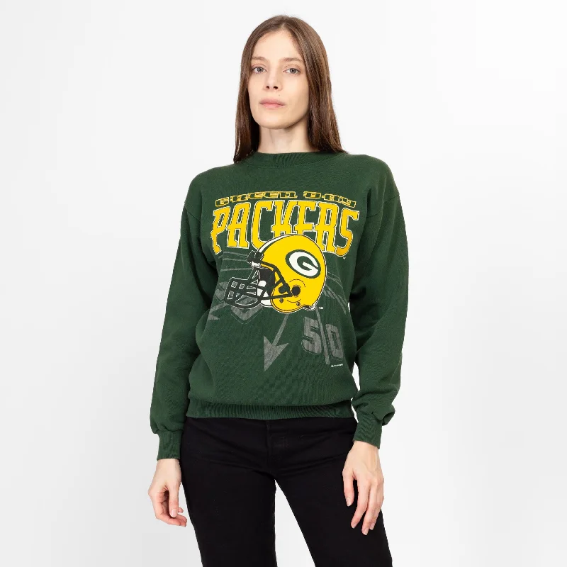 Medium 90s Green Bay Packers Sweatshirt Hoodie with High Neck Warm Protective