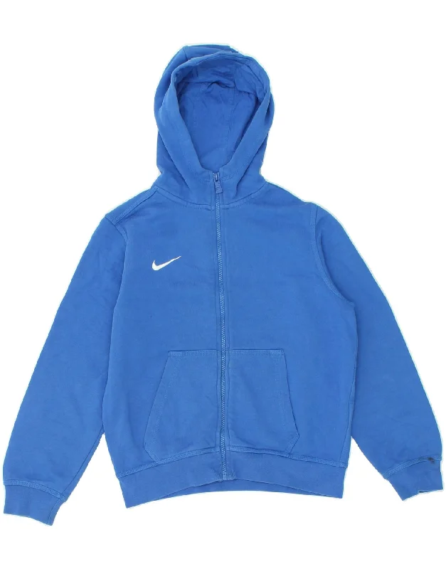 NIKE Boys Zip Hoodie Sweater 10-11 Years Medium  Blue Cotton Hoodie with Rhinestones Sparkly Elegant