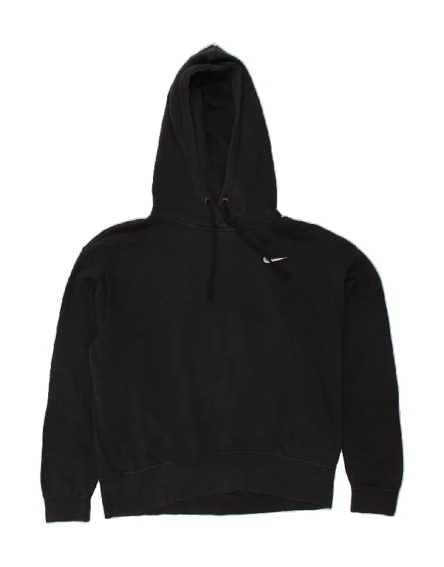 NIKE Mens Oversized Hoodie Jumper Small Black Cotton Hoodie Jacket Zipper Layering