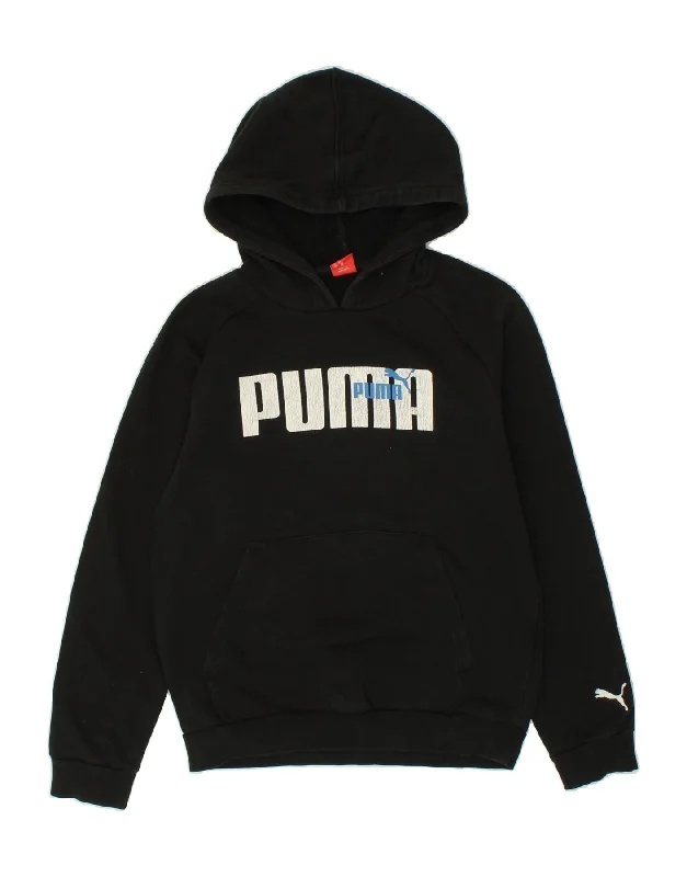 PUMA Boys Graphic Hoodie Jumper 13-14 Years Black Cotton Hoodie with Ribbed Cuffs Snug Fit Comfort PUMA Boys Graphic Hoodie Jumper 13-14 Years Black Cotton Hoodie with Ribbed Cuffs Snug Fit Comfort