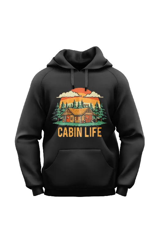 "Cabin Life" Lightweight Eco-Friendly Unisex Hoodie Hoodie with Toggle Buttons Decorative Unique