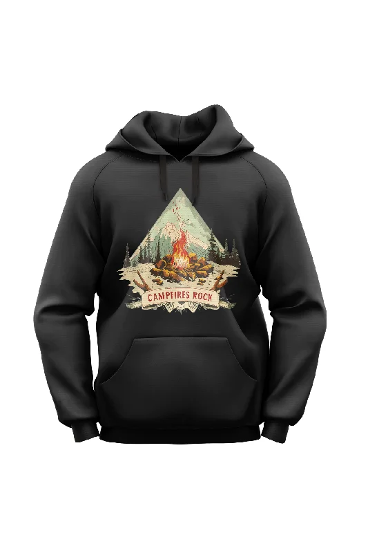 "Campfires Rock" Lightweight Eco-Friendly Unisex Hoodie Hoodie with Double Zipper Versatile Adjustable