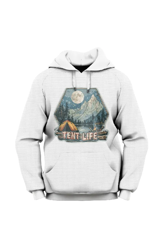 "Tent Life" Lightweight Eco-Friendly Unisex Hoodie Hoodie with Relaxed Fit Easy Casual