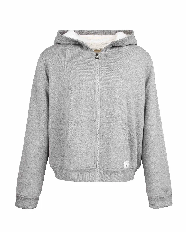 Simple Fleece Lined Hoodie - Grey Hoodie with Mesh Breathable Sporty