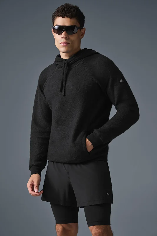 The Triumph Hoodie - Black Hoodie with Hem Detail Decorative Unique