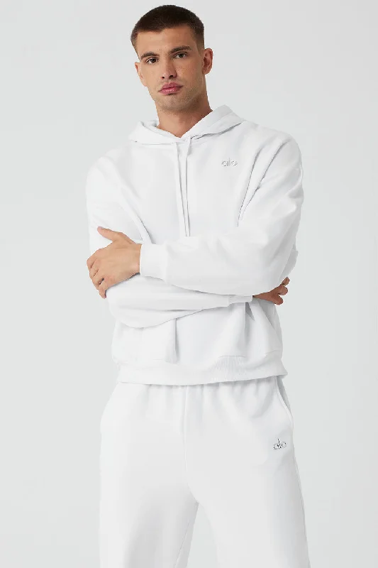 Accolade Hoodie - White Hoodie with Hidden Zipper Minimalist Clean