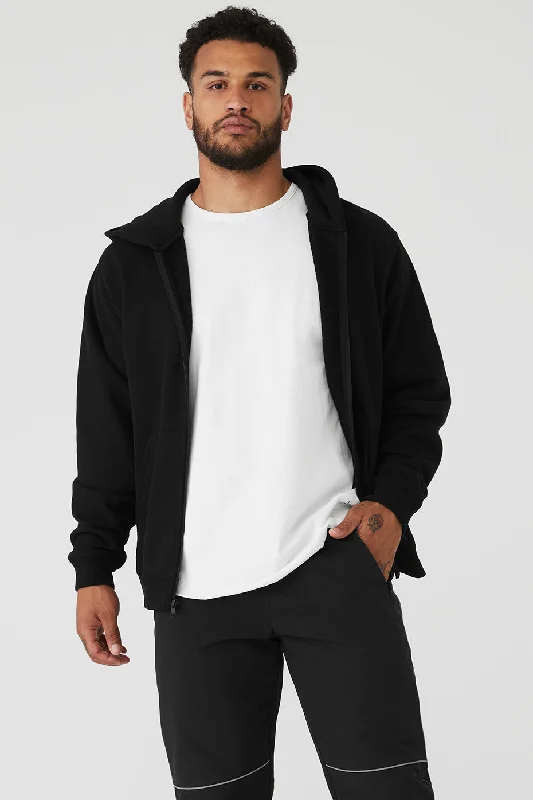 Renown Heavy Weight Full Zip Hoodie - Black Hoodie with Full-Zip Functional Layering Renown Heavy Weight Full Zip Hoodie - Black Hoodie with Full-Zip Functional Layering