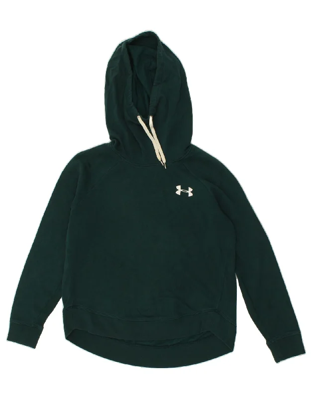 UNDER ARMOUR Mens Hoodie Jumper Medium Green Cotton Hoodie with Elastic Waist Stretchable Comfortable