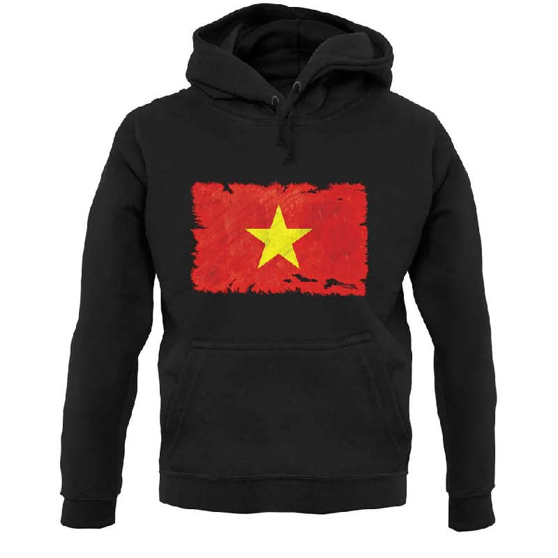 Vietnam Grunge Style Flag Unisex Hoodie Hoodie with Hem Detail Decorative Unique