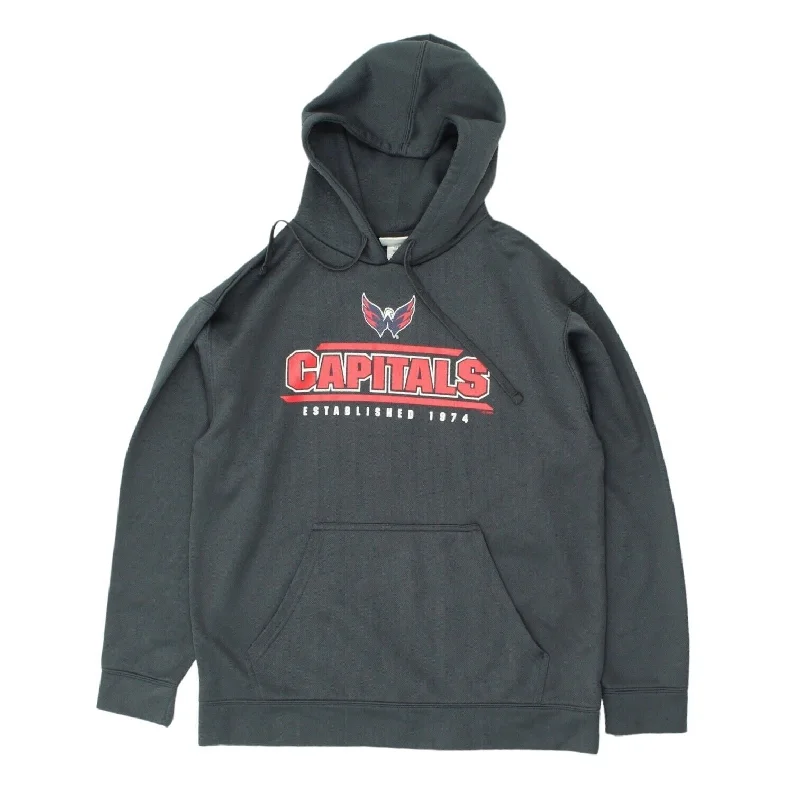 Washington Capitals Mens Grey Polyester Hoodie | NHL Ice Hockey Sportswear Hoodie with Logo Branding Identity