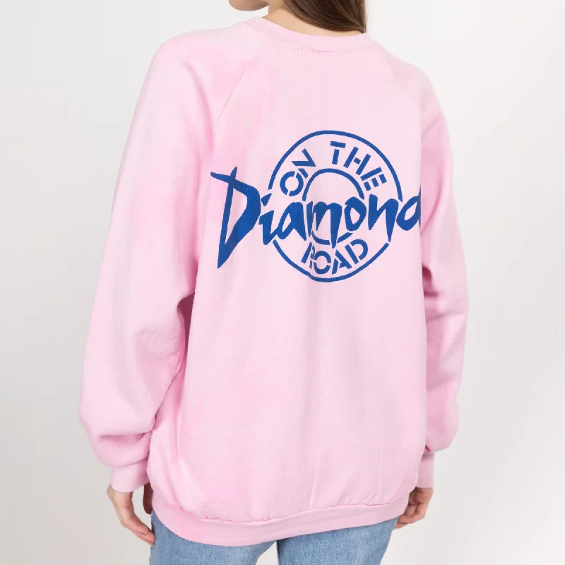 XL 90s Neil Diamond On The Road Pink Tour Sweatshirt Hoodie with Hem Contrast Bold Stylish