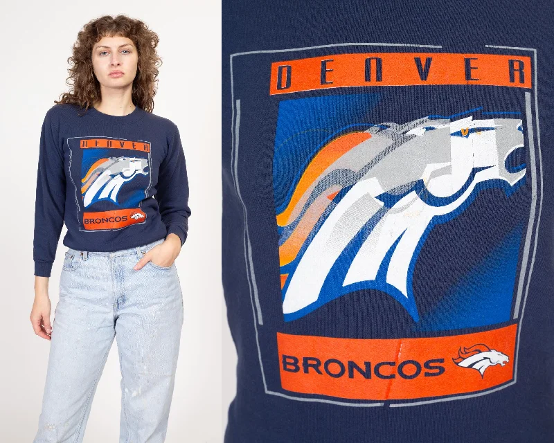 XS 90s Denver Broncos NFL Sweatshirt Hoodie with Thumb Holes Functional Cozy