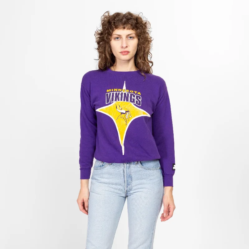 XS 90s Minnesota Vikings NFL Starter Sweatshirt Hoodie with Elastic Cuffs Stretchable Comfortable