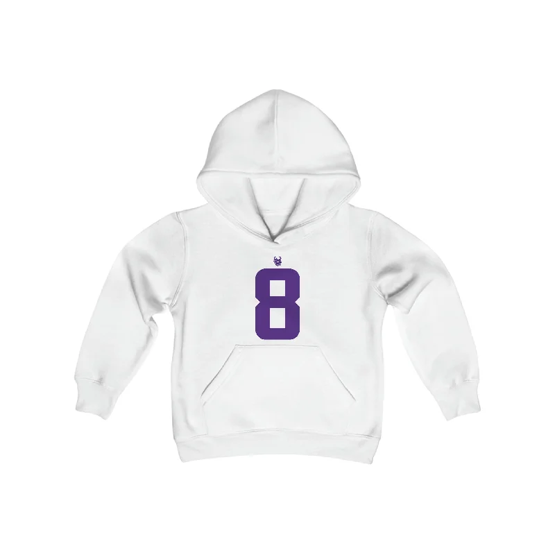 Youth Heavy Blend Hoodie - Jersey #8 Hoodie with Set-In Sleeves Structured Classic