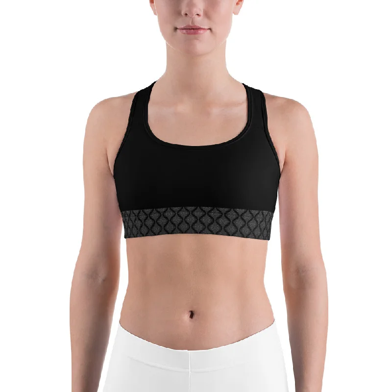 Ahimsa (Silver&Black) Sports bra Sporty Compression Bra